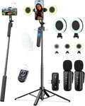 Vlogging Kit for iPhone/Android, 63”Auto Face Tracking Tripod for iPhone by YEAKI