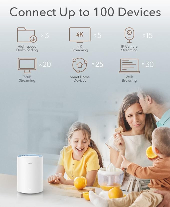 Cudy M1200 1-Pack AC1200 Whole Home Mesh WiFi System, 2.4GHz 5GHz Dual Band - Image 3