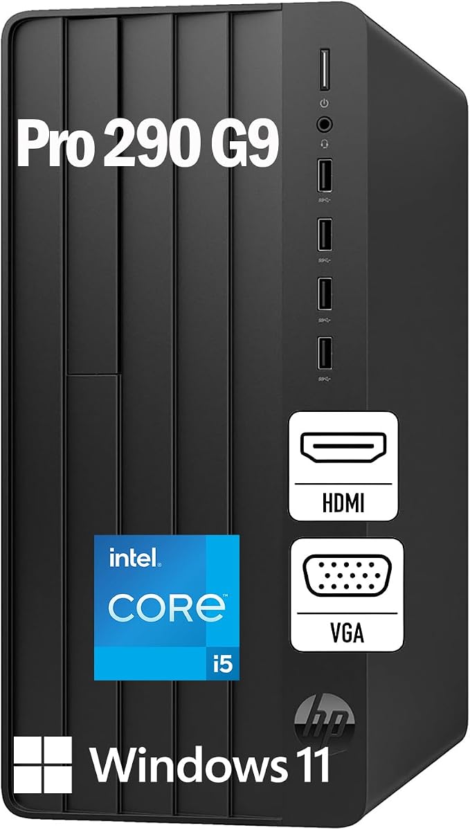 HP Pro Tower 290 G9 Business Desktop, Intel i5-12500, 16GB RAM 512GB SSD | CPU up to 4.6GHz, Wi-Fi 6, Bluetooth 5.3, Dual Monitor Support, Windows 11 Home, Carbon Black by Unknown