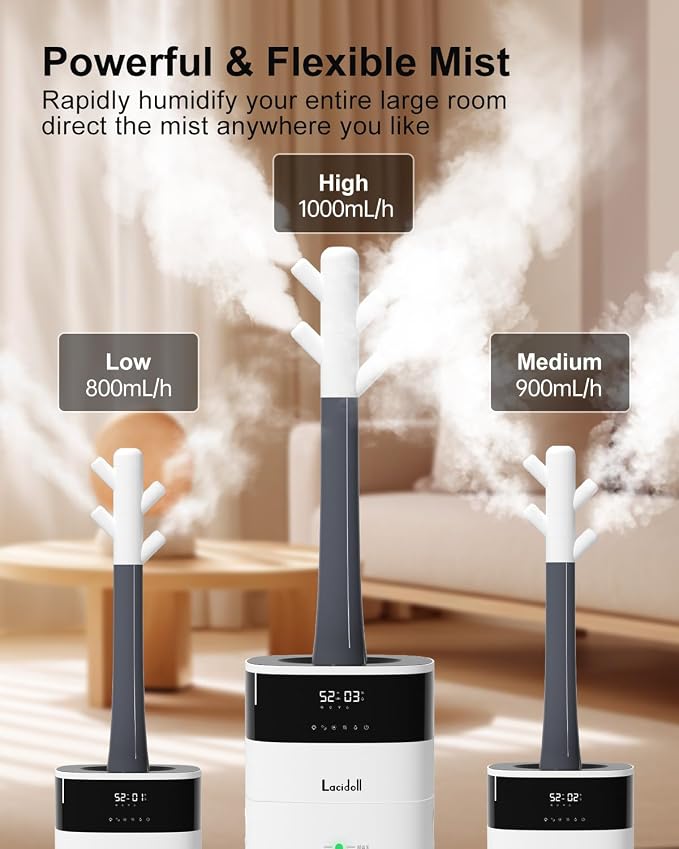Cool and Warm Mist Humidifier Large Room, 5.3Gal/20L Humidifiers for Home 2500 sq ft, Air Humidifiers for Bedroom with Diffuser&Extended Tube, Whole House Humidifiers for Nursery Baby Plants - Image 5