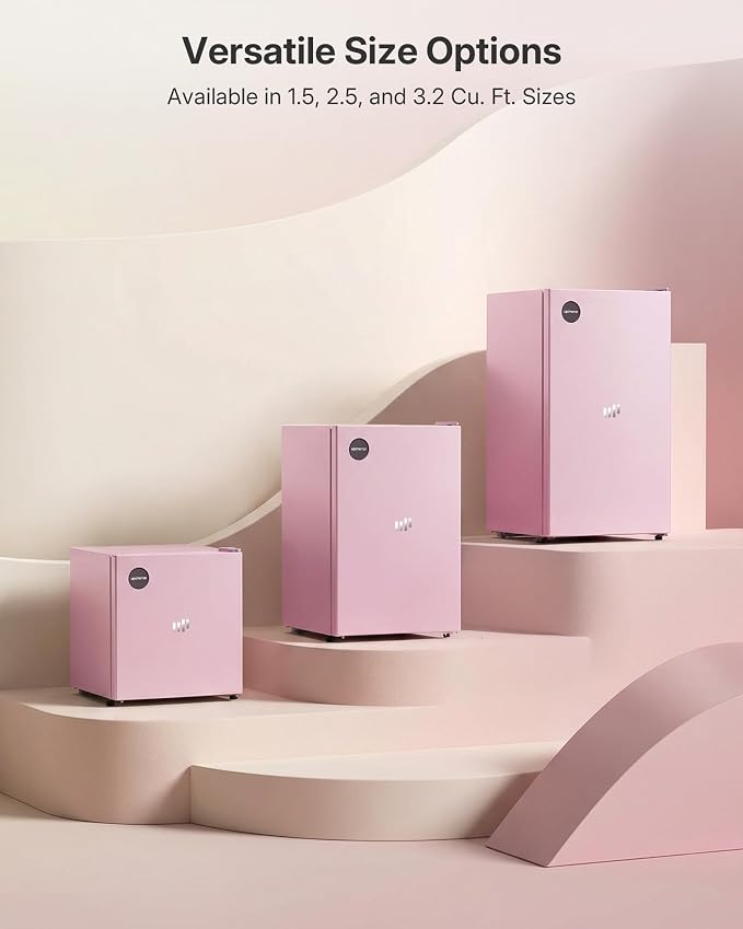 Upstreman 3.2 Cu.Ft All-Refrigerator Mini Fridge, Pink-CR32 | Petal Pink Finish, 7-Level Thermostat, ENERGY STAR Certified, Reversible Door, Small Fridge for Office, Bedroom or Dorm - Image 9