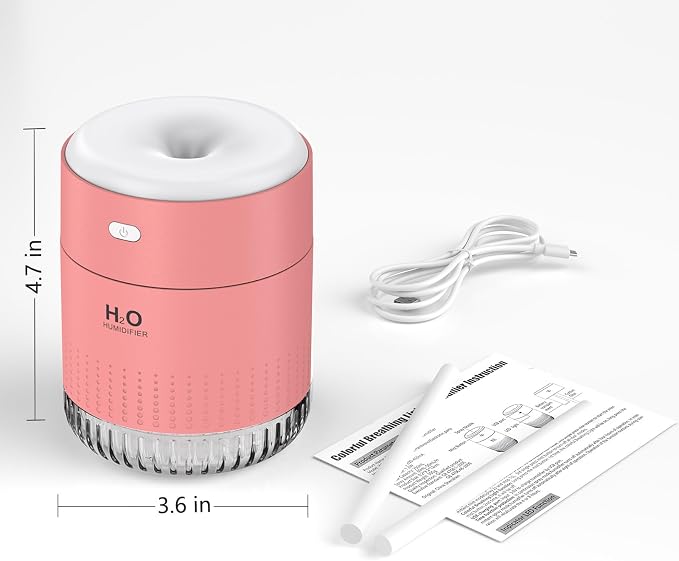 Portable Mini Humidifier, Auto Shut-Off, 2 Mist Modes, Quite, Small Humidifiers for Bedroom Travel Office Desk Plants (Pink) - Image 9