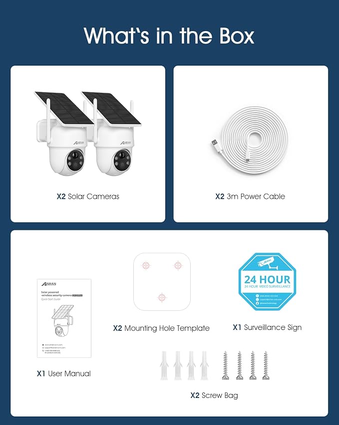 ANRAN 5MP Solar Security Cameras Wireless Outdoor, 2.4G WiFi Camera - Image 9