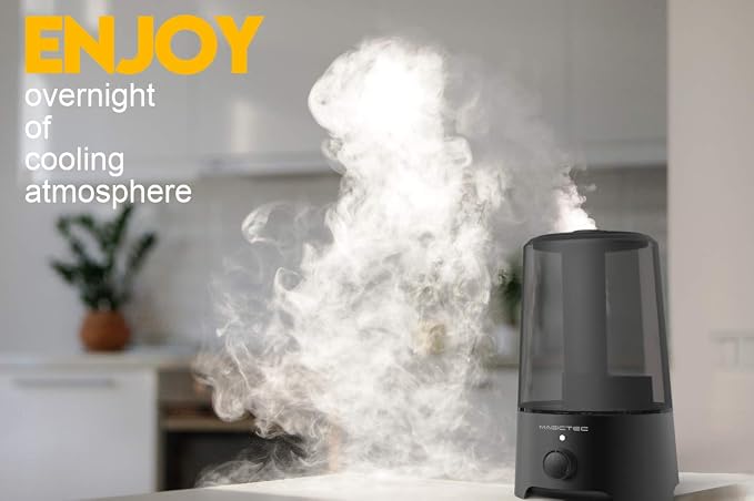 Magictec Cool Mist Humidifier, 2.5L Essential Diffuser for Bedroom and Baby, Adjustable Mist Output, Auto Shut Off, Super Quiet 360 Nozzle - Lasts Up to 24 Hours, Black - Image 5
