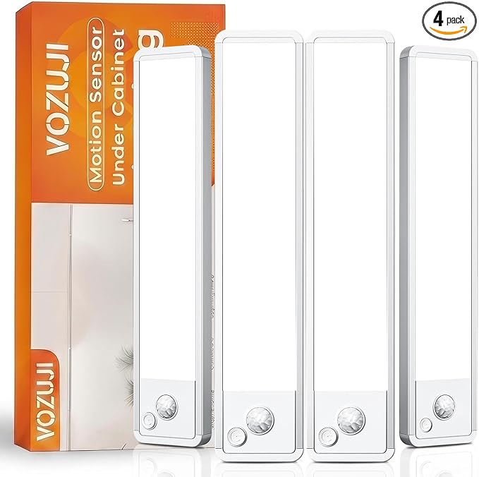 Under Cabinet Rechargeable Lighting: 8 Inch Motion Sensor Dimmable Lights Indoor by Vozuji