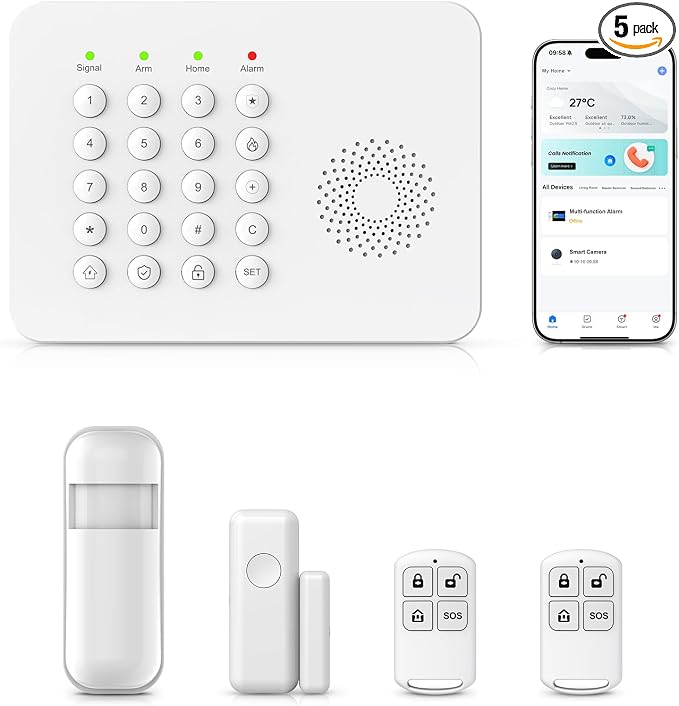 Home Security System with WiFi/4G Phone App Alerts Alarm System, Door Window by PGST