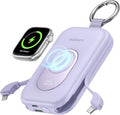 RORRY Portable Charger, 20000mAh PD 30W Portable Charger Power Bank with 2 Built-in Cables, Super Fast Charging Battery Pack with Keychain, Travel Essentials for iPhone, Apple Watch, iPad, Mulberry by RORRY