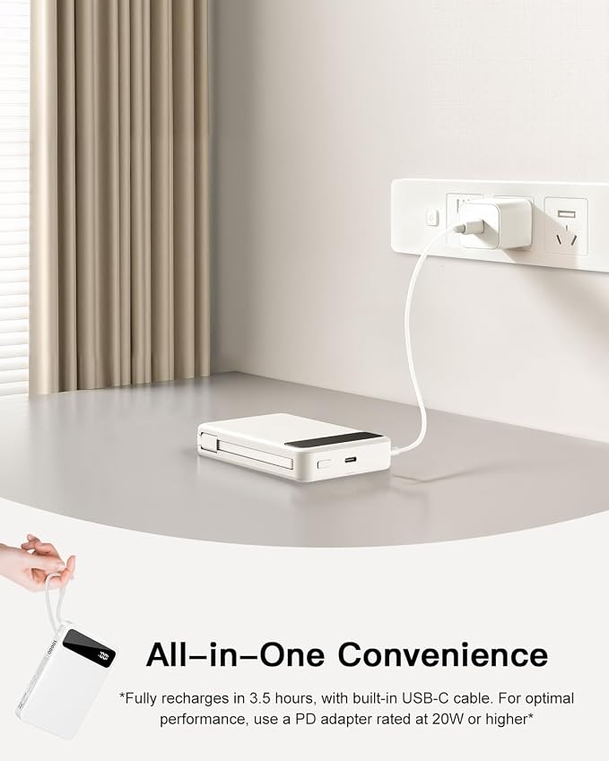 Magnetic Power Bank, 10,000mAh Wireless Portable Charger for Mag-Safe 15W Fast Charging, Battery Pack with USB-C Cable 20W In/Out for iPhone 17e/Air/17/16/15/14/13/12/Plus/Pro/Pro Max, AirPods & More - Image 5