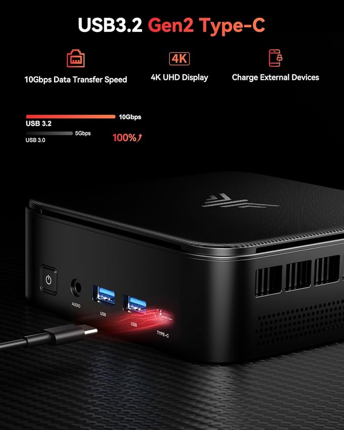KAMRUI E3B Mini PC, AMD Ryzen 5 7530U, 16GB LPDDR4X, 512GB SSD | Up to 4.5GHz, Mini Gaming PC, Triple 4K display, USB-C, WiFi 6, Bluetooth 5.2, M.2 SSD, Compact Desktop Computer - Image 8