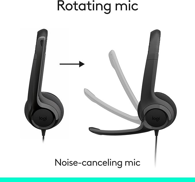 Logitech H391 Wired Headset PC/Laptop Stereo Headphones - Graphite | Stereo headphones for PC or laptop, in-line controls, works with Chromebook - Image 3
