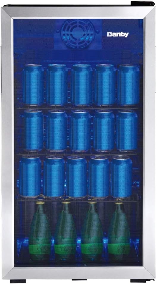 Danby DBC117A1BSSDB-6 117 Can Beverage Center, 3.1 Cu.Ft. Freestanding Drinks Refrigerator for Basement, Dining, Living Room-Bar Fridge Perfect for Beer, Pop, Water, Black/Grey by DanbyAppliances