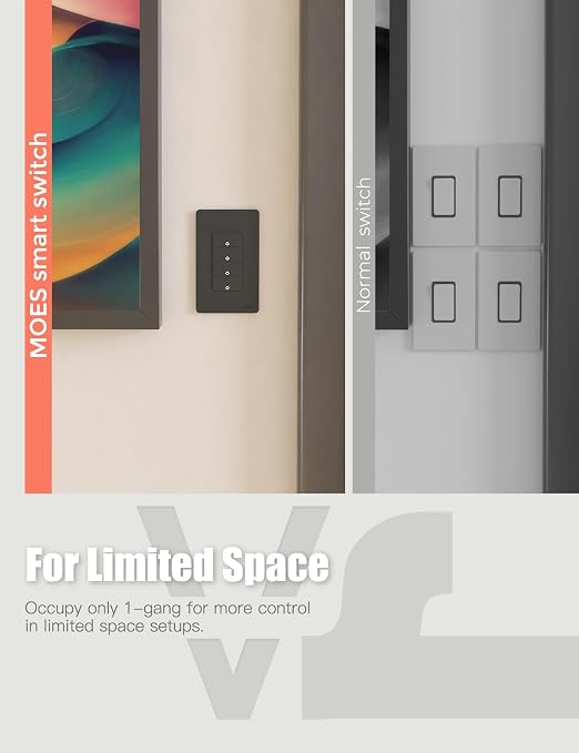 MOES Smart 4 Gang Light Switches, 2nd Generation Wi-Fi Single Pole Switch - Image 4