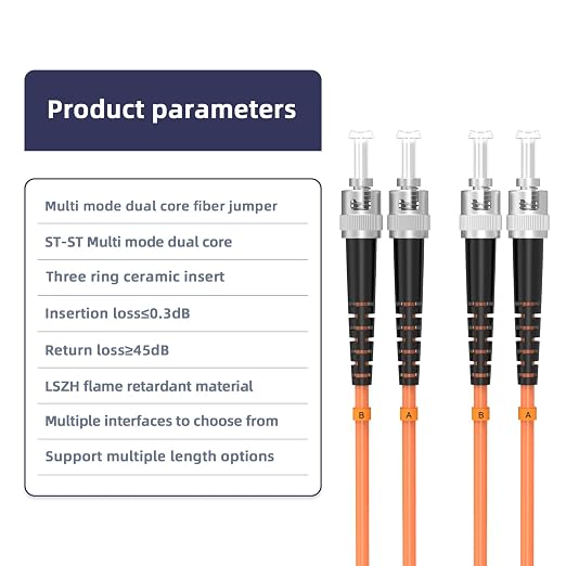 Fiber Optic Cable Duplex ST to ST OM1 62.5/125μm Multimode Fiber Patch Cable - Image 4