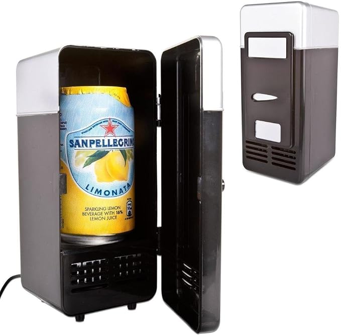 ThreeH Mini USB Fridge Drink Cans Cooler/Warmer Refrigerator | Beverage Drink Cans, For Laptop PC Computer, Red USB Powered - Image 2