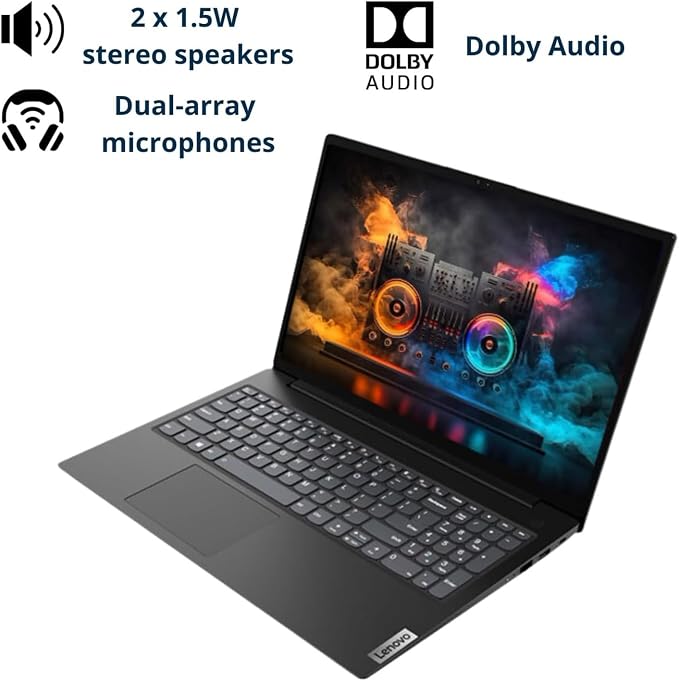 Lenovo V15 Laptop, 15.6" FHD Display, AMD Ryzen 5 5500U Hexa-core Processor (Beat Intel i7-1065G7), 16GB RAM, 512GB SSD, HDMI, RJ45, Numeric Keypad, Wi-Fi, Windows 11 Pro, Black - Image 2