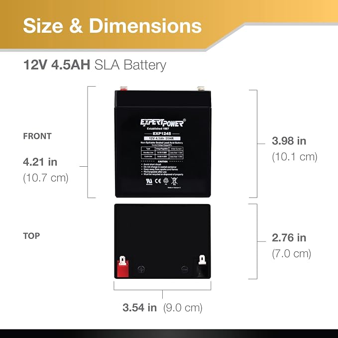 ExpertPower EXP1245-12V 4.5Ah Rechargeable SLA Battery - Image 2