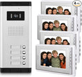 Apartment Video Intercom System, 4 Household Video Doorbell Kits, Wired 7 by AMOCAM