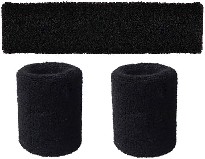 Song Qing Women 80s Dance Plain Ribbed Running Headband Wristbands Knit Crochet - Image 3