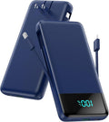 Portable Charger for iPhone with Built in Cables and Wall Plug,Upgraded 13800mAh Fast Charging USB C Power Bank,4 Outputs Travel Essential Battery Pack Compatible with iPhone 17/16/15/14,Samsung-Blue by FOCHEW