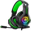 Ozeino Gaming Headset for PC, Ps4, Ps5, Xbox Headset with 7.1 Surround Sound, Gaming Headphones with Noise Cancelling Mic RGB Light Over Ear Headphones for Xbox Series X/S, Switch-Green by Ozeino