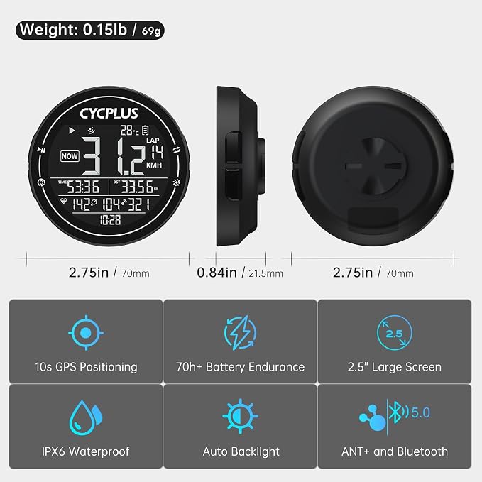 CYCPLUS GPS Bike Computer, Wireless Cycling Computer, ANT+ Bluetooth Bicycle - Image 2