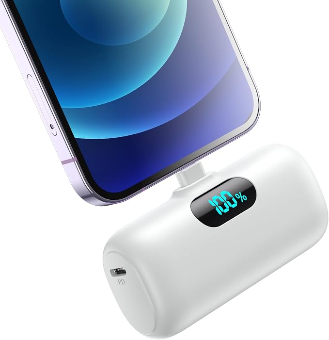 Small Portable Charger for iPhone 5000mAh, PD Fast Charging Power Bank,Mini Battery Pack Portable Phone Charger Travel Essentials for iPhone 14/14 Pro Max/13/13 Pro/12 Pro/11/XS/XR/X/8/7/6/SE Series by Feob