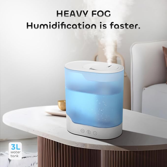YOGIN Air Humidifier for Bedroom, 3L Top-Fill Cool Mist Humidifier & Essential Oil Diffuser, Ultra-Quiet <24dB, Smart Humidity Control, Up to 40H Runtime - Image 2