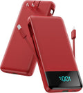 FOCHEW Portable Charger for iPhone with Built in Cables and Wall Plug,Upgraded 13800mAh Fast Charging USB C Power Bank,4 Outputs Travel Essential Battery Pack Compatible with iPhone 15/14/13/12,-Red by FOCHEW