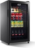 Beverage Refrigerator 120 Can Freestanding Beverage Cooler Black | Adjustable Shelving Glass Door, for Beer Soda or Wine Perfect for Home Office or Bar by KRIBBLING