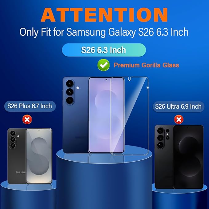 3 Pack for Samsung Galaxy S26 Screen Protector Tempered Glass + 3 Pack Camera - Image 2