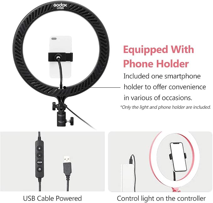 GODOX LR120 12 Inch LED Ring Light Photography Light Fill-in Light 3000K-6000K - Image 6