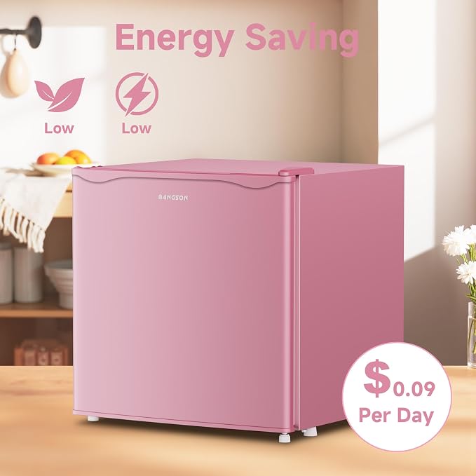 1.7 Cu.Ft Mini Fridge with Freezer for Dorm Office, Pink | Compact Refrigerator Office, Energy Saving Small Fridge Reversible Single Door, Low Noise for Bedroom Small Apartment - Image 5