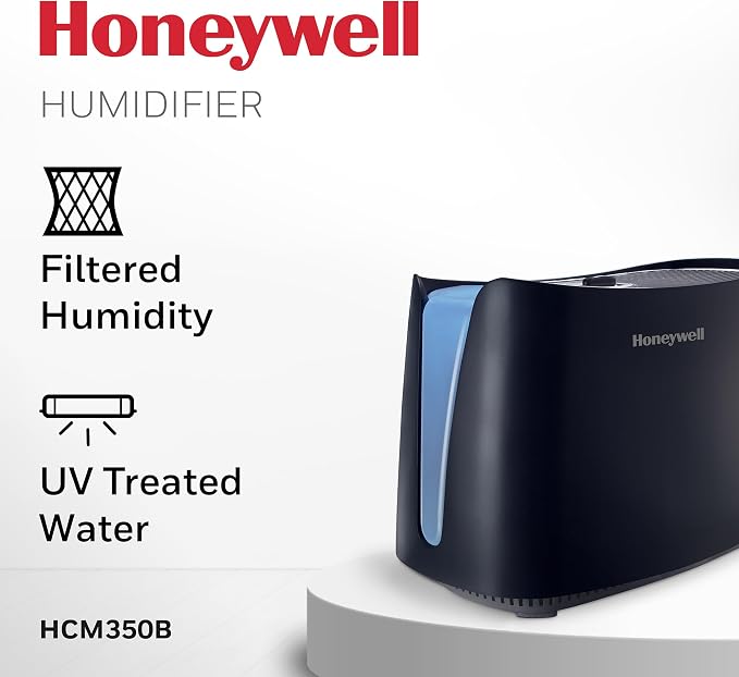 Honeywell Cool Moisture Humidifier For Bedroom, Medium Rooms, 1.1 Gallon, Invisible Moisture Humidifier for Baby, Kids, Quiet, Easy to Clean, UV Technology, Black, HCM350B - Image 2