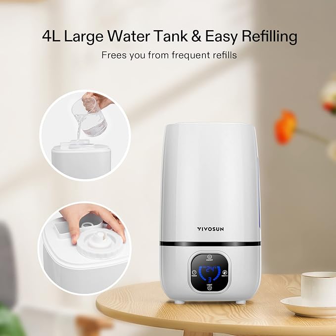 VIVOSUN 4L Cool Mist Humidifier with Remote Control for Bedroom, Plants, Baby, Dry Skin - Image 4