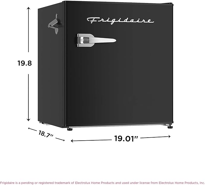 FRIGIDAIRE Black Retro Mini Refrigerator-Energy Saving-Adjustable Thermostat Control-Side Mounted Bottle Opener-Ideal for Dorm, Office, RV, Garage, Apartment 1.6 Cubic Feet - Image 6