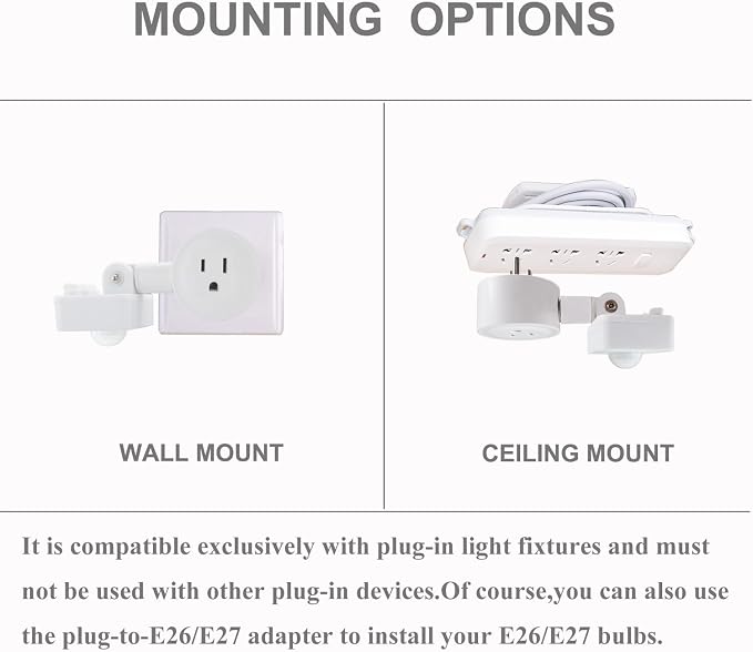 Motion Sensor Switch Indoor Plug in Motion Sensor Light Sockets Adjustable - Image 3