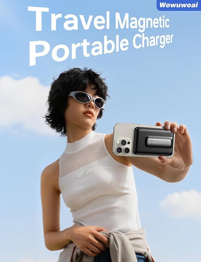 for Magsafe Portable Charger,10000mAh Wireless Magnetic Power Bank with USB C Charging and stand, Travel Essential for Magsafe Battery Pack Compatible with iPhone 17/air/16/15/14/13/12 Series - Image 6