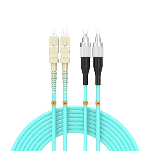 SC/UPC to FC/UPC Fiber Patch Cable OM3 1Meter/4ft 10GB/Gigabit Multimode Duplex by Buacoz