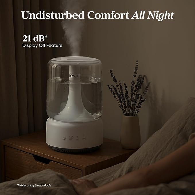 LEVOIT Humidifiers for Bedroom, 4.2L Top Fill for Large Room with 42H Runtime, Dishwasher Safe Design Easy to Clean, 21dB Quiet Cool Mist for Baby, Plants, Night Light, Essential Oil Diffuser, White - Image 7