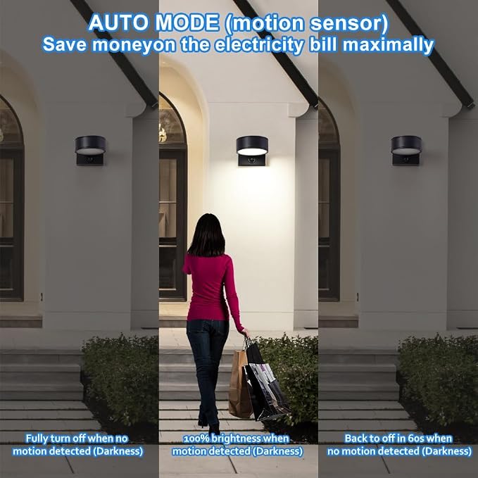 Motion Sensor Outdoor Lights, Aluminum Outdoor Wall Sconce, LED Porch Lights - Image 2