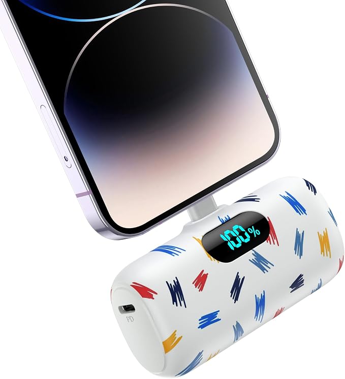 Mini Portable Charger for iPhone,5000mAh PD Fast Charging Battery Pack,LCD Display Cute Power Bank Portable Phone Charger for iPhone 14/14 Pro Max/13/13 Pro/12 Pro/11/XS/XR/X/8/7/6 by HETP