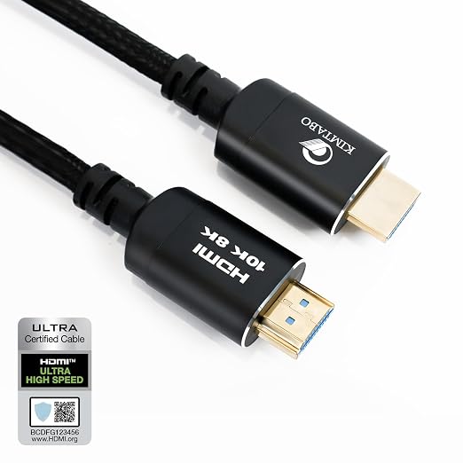 10K 8K 4K Certified HDMI 2.1 Cable, 6 Ft 48Gbps Ultra High Speed HDMI Cable by KIMTABO