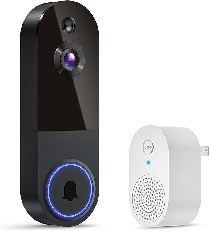 1080p Wireless Video Doorbell Camera, AI Human Detection, 2-Way Talk, Night by Unknown