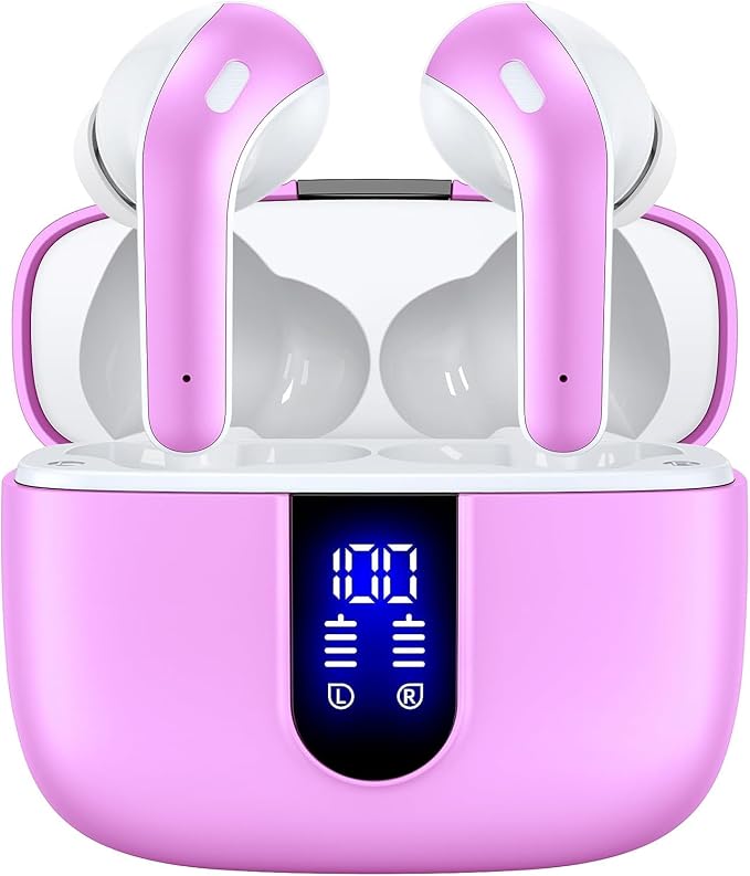TAGRY Bluetooth Headphones True Wireless Earbuds 60H Playback LED Power Display Earphones with Wireless Charging Case IPX5 Waterproof in-Ear Ear buds with Mic for TV Smart Phone Laptop Computer Sports by TAGRY