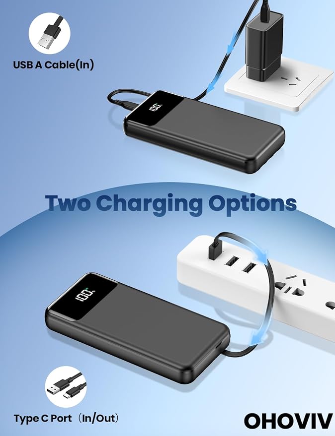 Portable Charger, 50000mAh Power Bank with Built in Cables, 22.5W Fast Charging Battery Pack, Portable Phone Charger for Travel Camping Essential,PowerBank Compatible with iPhone 17/16/15/14-Dark - Image 6