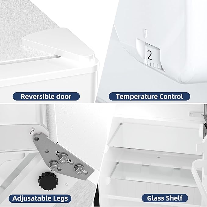 Antarctic Star Compact Mini Fridge with Freezer,Double Door with Adjustable Thermostat,Small Fridge Removable Shelves for Dorm/Office,2.5 Cu.Ft,WHITE - Image 2