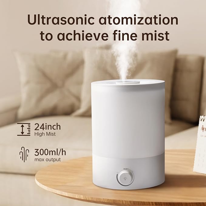 YOGIN Humidifiers for Bedroom Large room,Top fill 2.5L Ultrasonic cool mist Humidifiers for Baby Nursery and Plants,Up to 24 Hours, 24db Quiet,Night Light, Auto Shut Off, Easy Clean Humidifier - Image 7