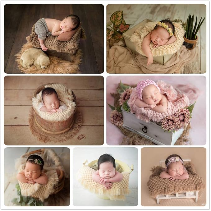 Zeroest Baby Photography Props Basket Braid Wool Wrap Newborn Photo Shoot - Image 6