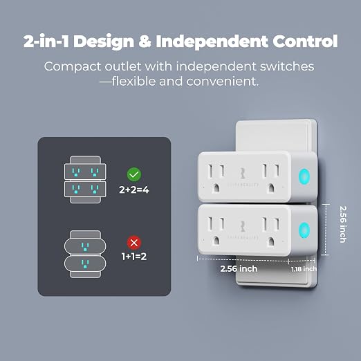 THIRDREALITY Smart Dual Plug 2 Pack, Zigbee 2-in-1 Smart Outlet - Image 3
