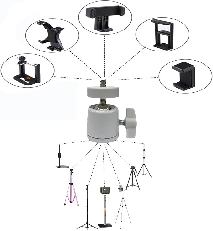Universal 1/4" Swivel Mini Ball Head Tripod Mount, 360 Degree Rotating Adapter - Image 4